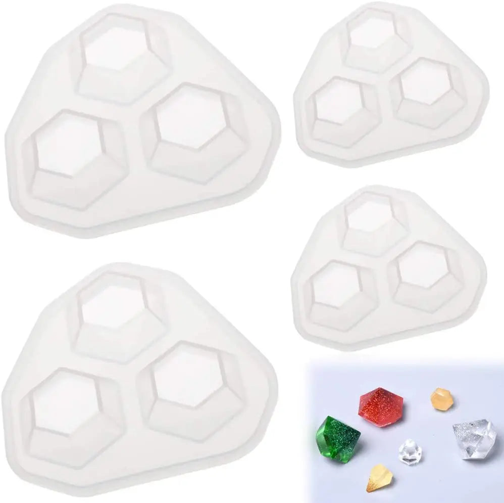 4 Pcs Silicone Diamond Molds Silicone Crystal Casting Molds 3D Epoxy Resin Mold Jewelry Pendant Necklace Jewelry Making