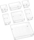 Wholesale Hot Selling 7 Pcs Desk Drawer Organizers Trays Set Clear Plastic Storage Bins Bathroom Drawer Tray Organizer Dividers