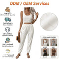 Spring Fall European Women Fashion Casual Solid Color With Pockets Pants Sports Sweatpants Sets