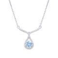 Abiding Inspired Jewellery Wholesale Fashion Natural Sky Blue Topaz Gemstone 925 Sterling Silver Jewelry Women Pendants Necklace