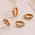 Dreamshow Dainty Shining Zircon & Pearl Clover Shape Huggies Hoop Earring 18K Gold Plated Stainless Steel Earring
