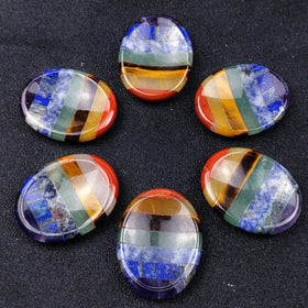 Natural Quartz Crystal 7 Chakras Gemstone Polished Palm Shape Worry Stone Colorful Massage Healing Energy Fashion Trend