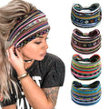 Women's Bohemian Wide Elastic Cotton Headband Turban Style Absorb Sweat Sports Yoga Makeup Headband