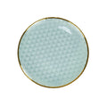 Wholesale Elegant Banquet Decoration 13 Inches Glass Charger Plate Blue with Gold Rim Underplates for Wedding