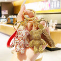 Hot Selling Cute Car Key Chain Diamond Bear Keychain for Woman Bag Flash Pendant