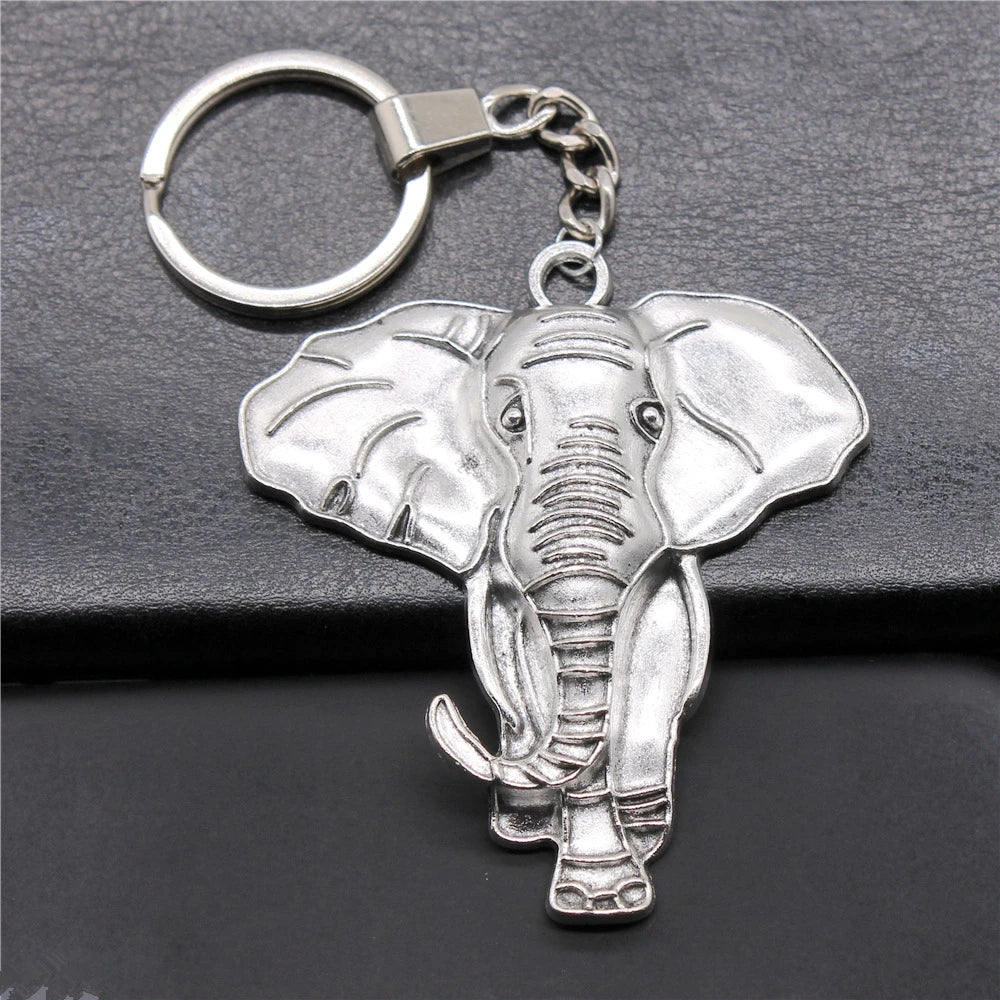 WYSIWYG 71x63mm Antique Silver Plated Antique Bronze Plated Zinc Alloy Elephant Keychain Accessories P2-ABD-C10984