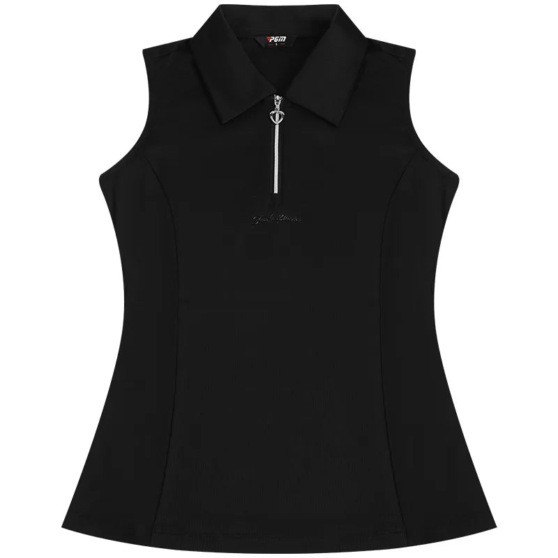 Women's 2025 Golf Spring and Summer Sleeveless Polo Tennis Top Printed Sports T-Shirt