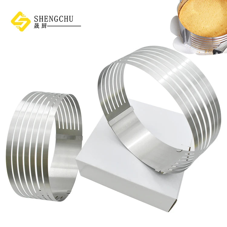 Baking Beginner's Easy Eco-Friendly Round Stainless Steel Adjustable Cake Ring Chiffon Cake Mold Essential Bakery