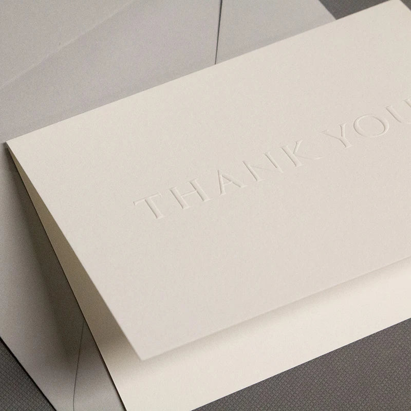 Wholesale Custom Logo Printing Thank You Cards Luxury Colorless Embossed Thank You Gift Cards
