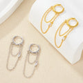 Daidan Long Earrings Gold Plated Double Layer Long Chain Drop Zircon Tassel Baguette Silver 925 Earring