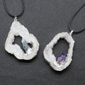 HY Different Color Gold Plated Bezel Charm Geode Agate Slice Pendant