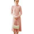 Women's Casual Elegant Long Sleeve Winter Sweater Dress Cashmere Knitwear Pullover Jumper Bodycon Silhouette for Autumn Season