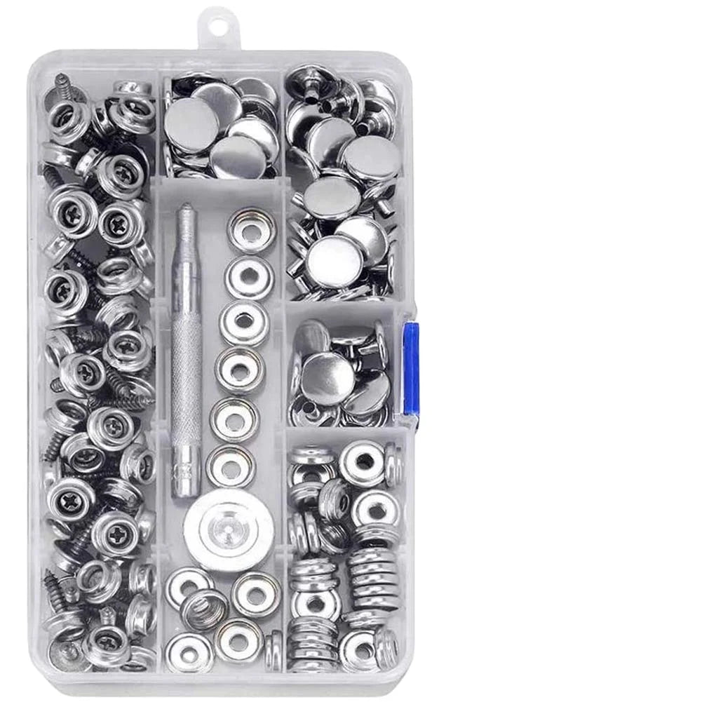 100/150-Pieces Stainless Steel Marine Grade Canvas and Upholstery Boat Cover Snap Button Fastener Kit W/Installation Tool
