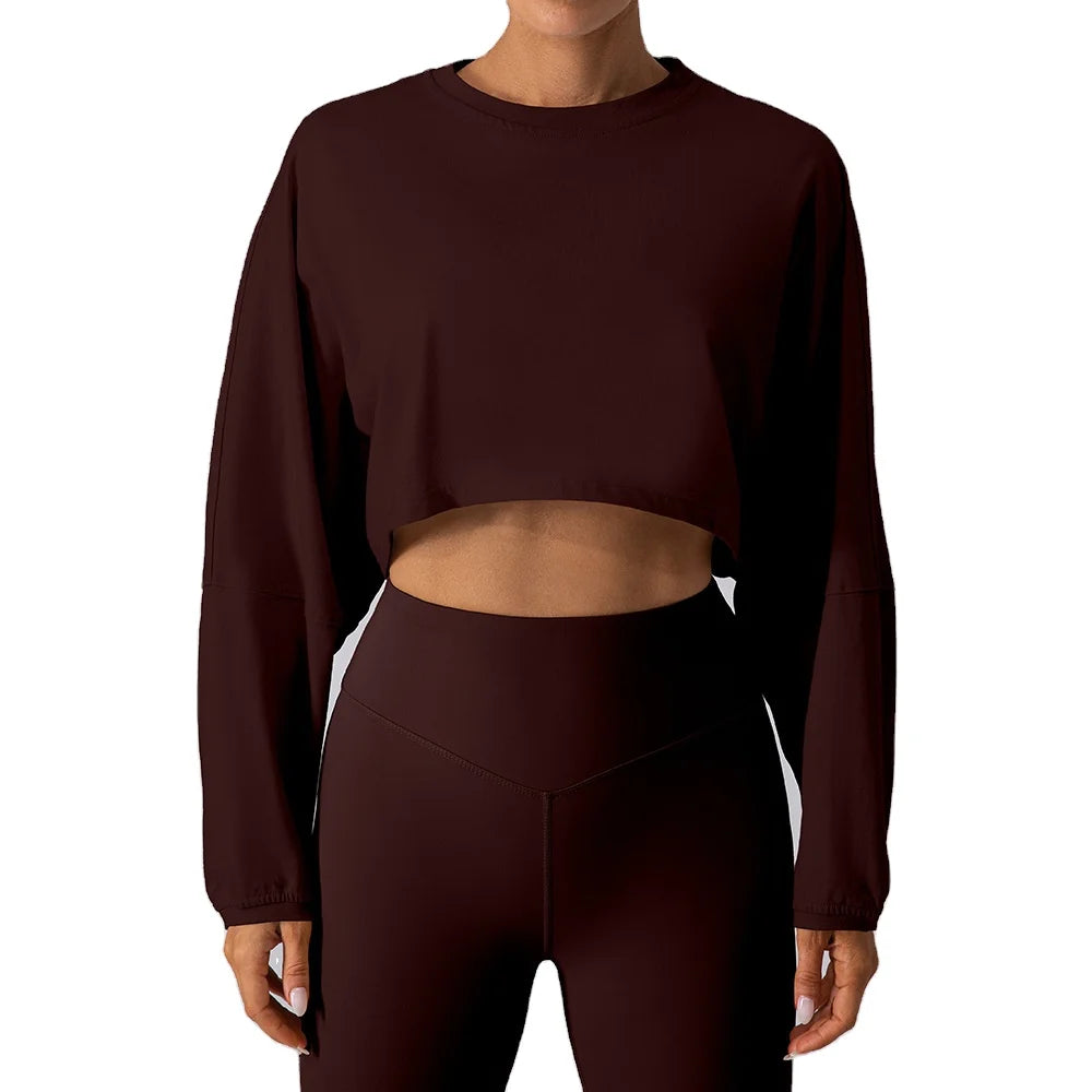 Women Lightweight Sports Sweatshirts Long Sleeve Loose Quick Dry Crop Sweater Soft Quick Dry Yoga T Shirt