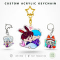 CNAWO Custom Clear Double Glitter Epoxy Resin Acrylic Keychain UV Printed Stars Clasp for Gifts