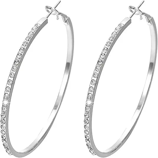 2025 Exaggerated Full Diamond Dangle Earrings Fashion Jewelry Women Bling Rhinestone Crystal Large Hoop Earrings for Gifts