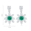 New Arrival Exquisite S925 Silver Lab Grown Emerald Stud Earrings Floral Design Fashion Women Wedding Party Jewelry