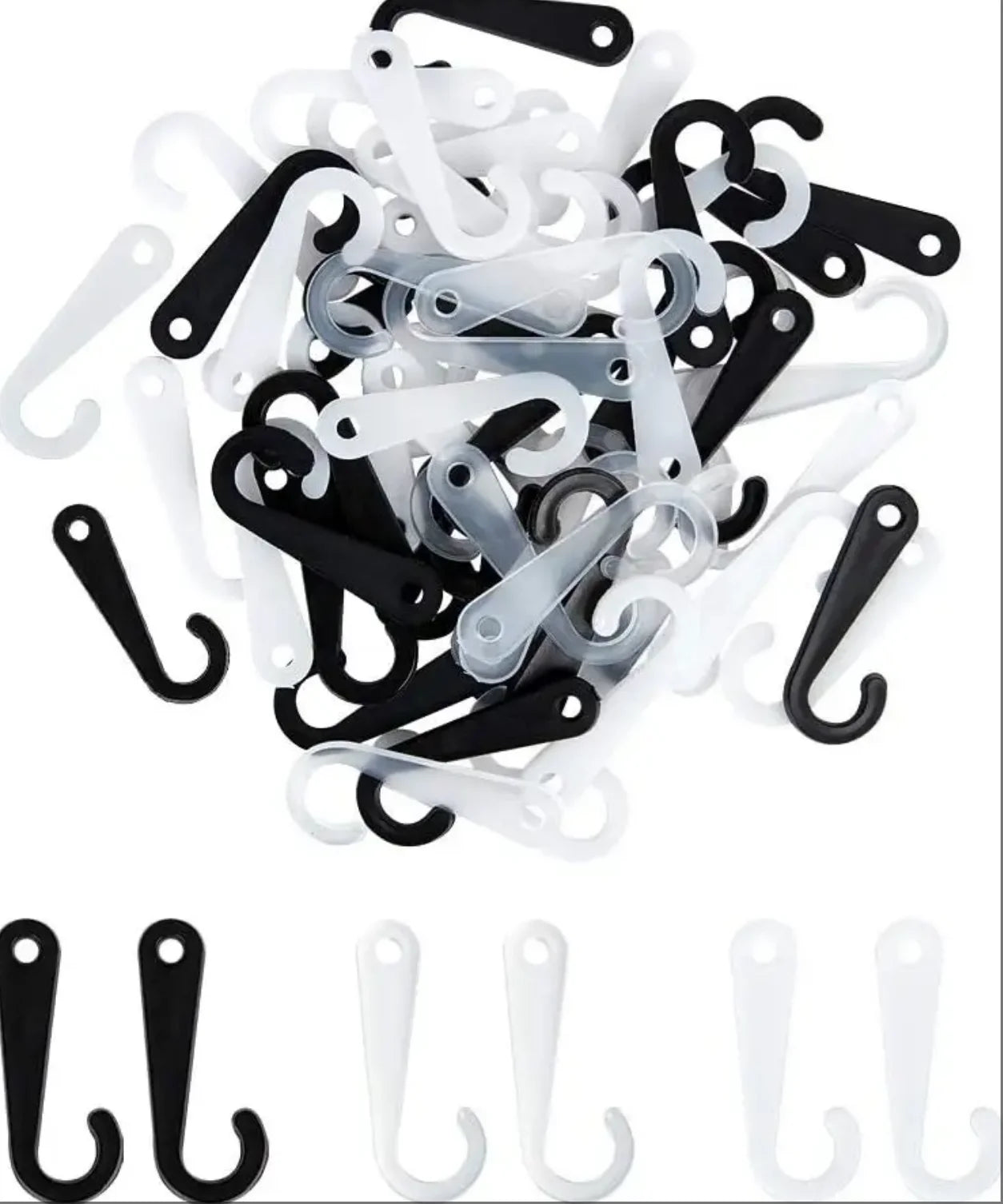 Hookei Source Supplier White Black Clear Plastic J-Hooks for Socks Retail Display Hanger with Easy Wall Mounting and Custom Logo