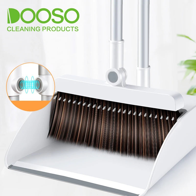 Magnetic Broom and Dustpan Set with Long Handle for Home Upright Standing Sweep Brush Cleaning Floor
