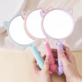 Custom Logo Cartoon Round Shape Portable Small Student Makeup Mirror Compact Mini Mirror Cosmetic for Women With Handle