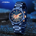 SINOBI Men's Business Style Quartz Watch Chronograph Waterproof Alloy Case Glass Pointer Hands Stylish Stainless Steel Band Gift MegaBDM