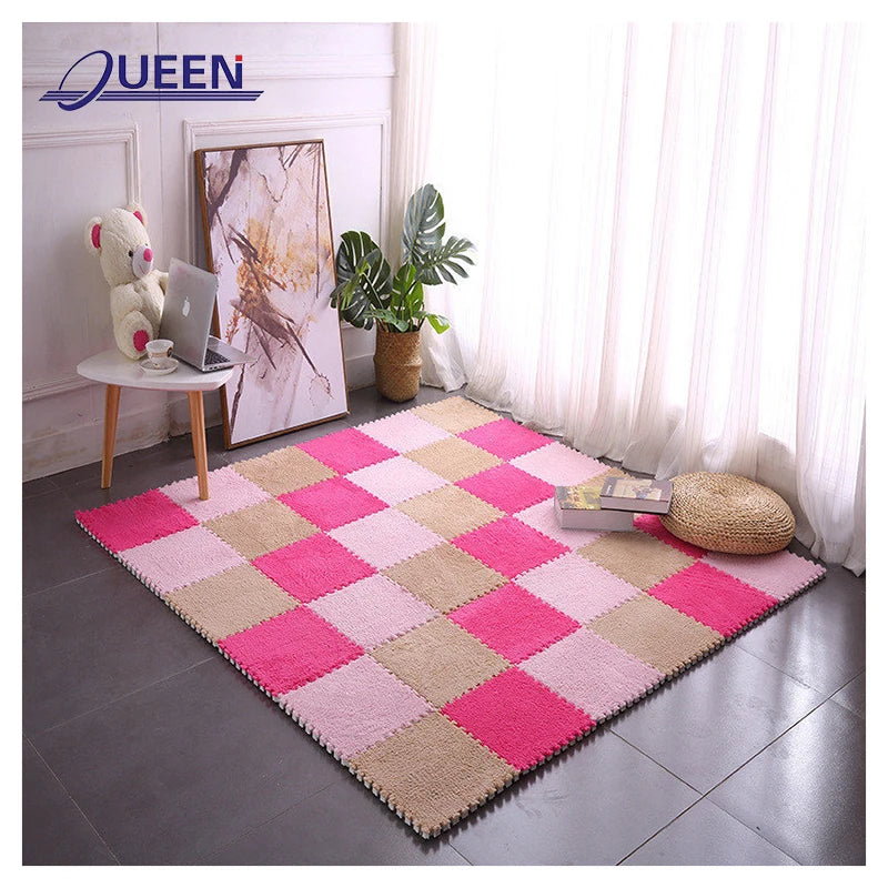 Puzzle Carpet Tiles Fluffy Shaggy Rug ultra Soft Floor Mat Carpet Rugs Shag Area Mat Bedroom Living Room Puzzle Carpet