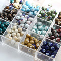 Handmade 50pcs/ Bag 8mm Colorful Ceramic Clay Beads Big Hole Round Loose Beaded Charm for Jewelry Making Accessories