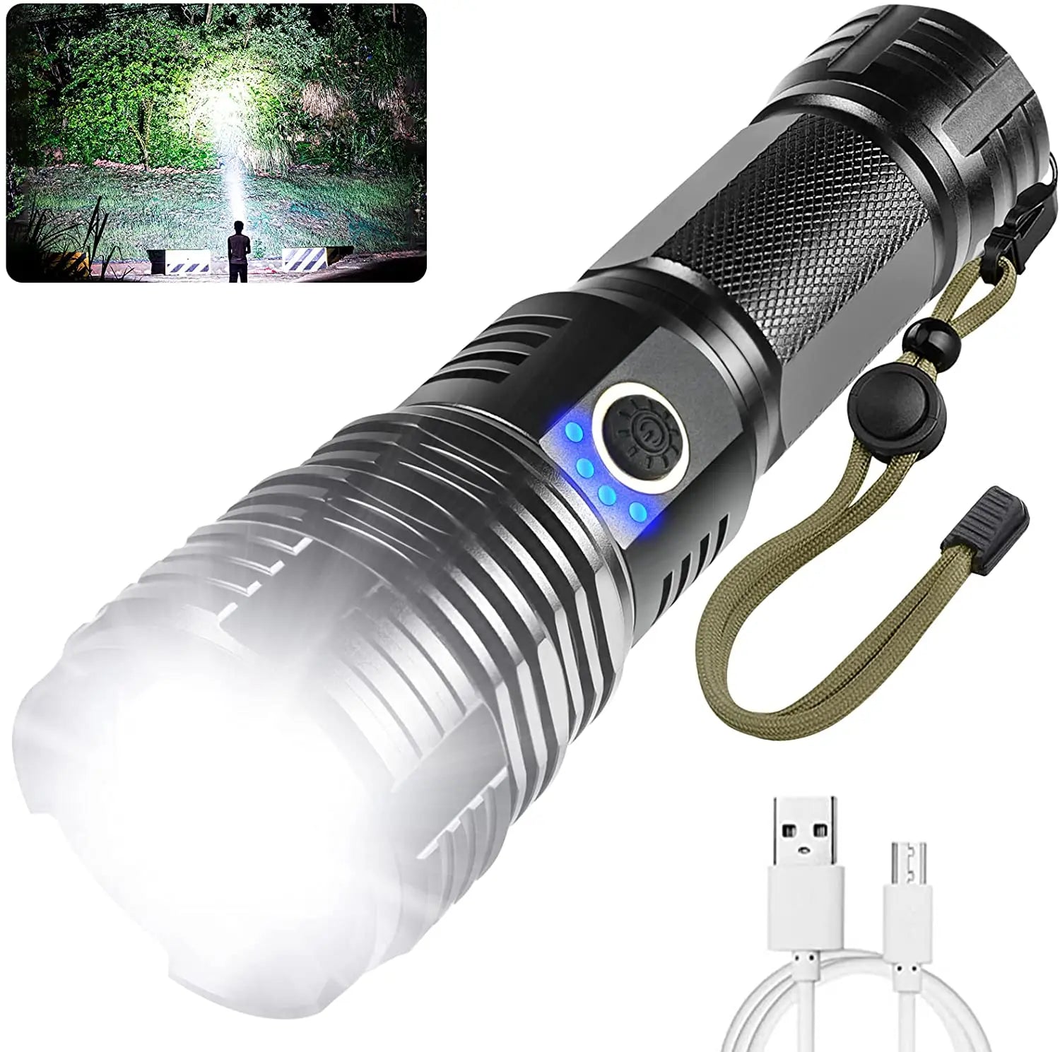 Powerful Led 90000 Lumens T6flash Light Torches Usb Rechargeable Head Rechargeable Led Torchtactical Flashlight Gun Torch Light