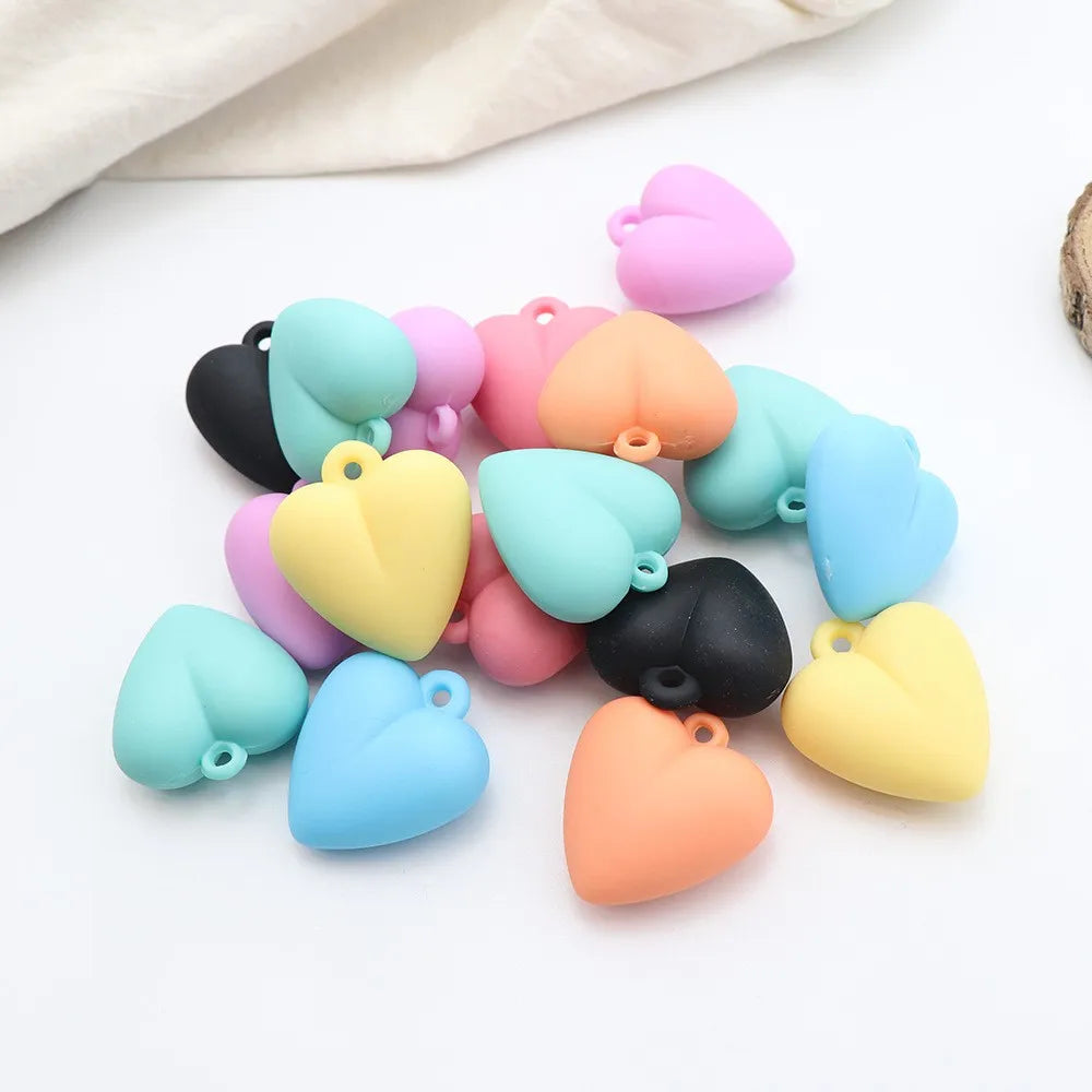 Acrylic Love Frosted Touch Paint Peach Heart Pendant Diy Jewelry with Chains 32*35mm Phone Case Key Chain Accessories Materials