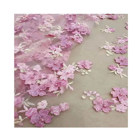 Flora Beaded Hand Embroidered Dress Fabric Stretch Mesh for Weddings Home Textiles Accessories Boys' Suitable Woven Technics