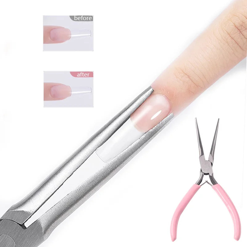 TSZS Professional Stainless Steel Nail Pliers Shaping of Acrylic Tips Tools Manicure Long Needle Nose Pliers