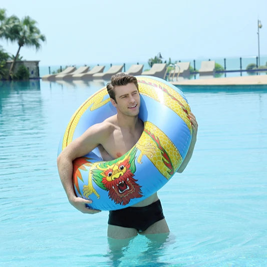 B01 Best Quality PVC Chinese Dragon Printed Swim Tube Inflatable High Performance Swimming Ring for Children Promotional