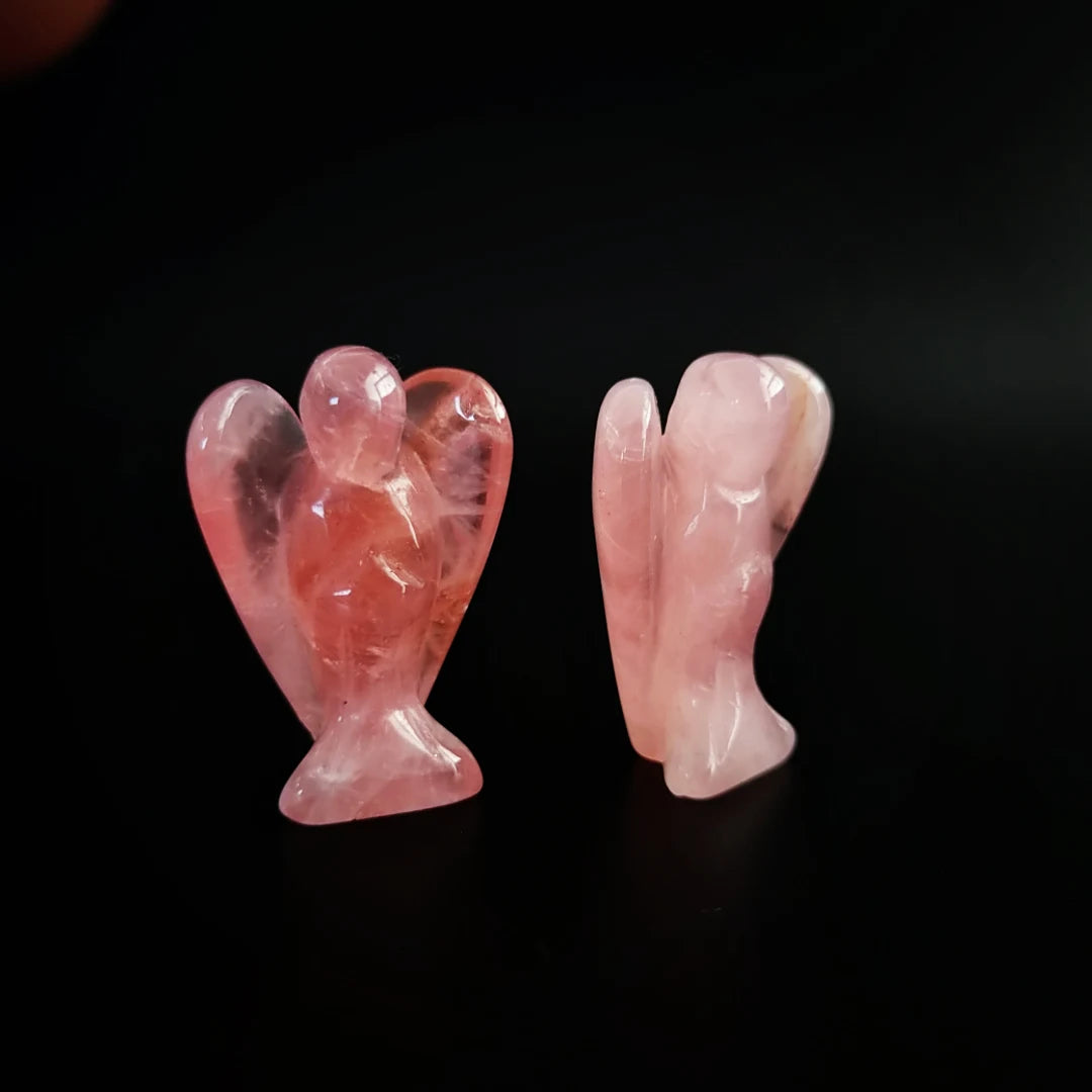 Cheap Price Hand Carving Natural Rose Quartz Crystal Angel Figurines for Ornament Crafts