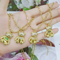 NZ1476 Popular Dainty 18k Gold Plated Brass Colored CZ Diamond Cute Bear Charm Pendant Chain Necklaces Jewelry