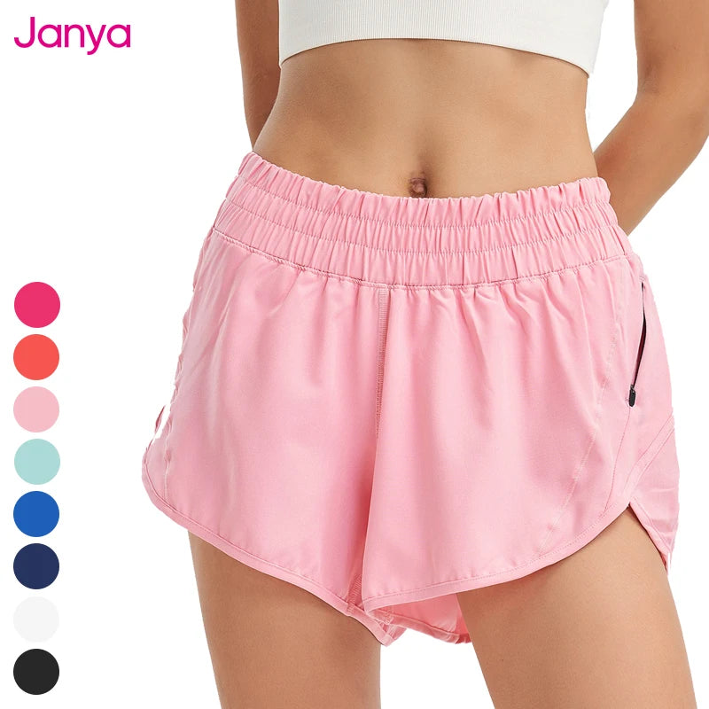 Casual Workout Side Zipper Pocket Low-Rise Gym Fitness Yoga Shorts Lined Drawstring Quick Dry Breathable Sports Shorts for Women