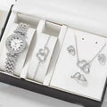 Popular Fashion Roman Embossed Diamond Women Watch Jewelry Luxury Gift Accessories Box Set Fashion Ladies Watch Gift Set