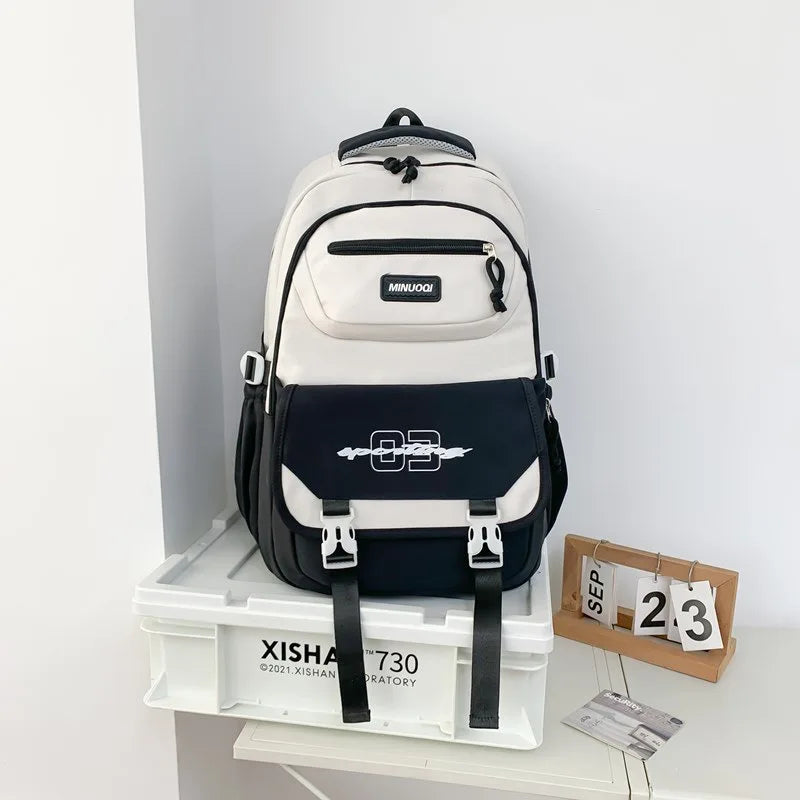 Candy-Colored Large Capacity Schoolbag with Doll for College Students Fashionable Waterproof Design with Zipper Closure Backpack