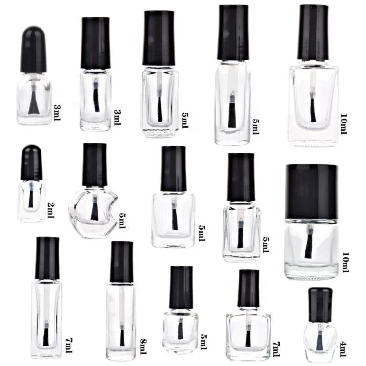 OEM Small Sizes 2ml to 10ml Glass Nail Polish Bottles Cosmetic Empty Cosmetic Bottle with Screen Printing Surface Handling
