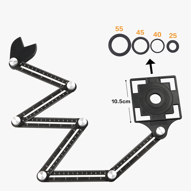 Multifunctional Industrial Grade Aluminum Six-Sided Ruler Woodworking Multi-Angle Measuring Template OEM Hand Tool Sowell Black MegaBDM