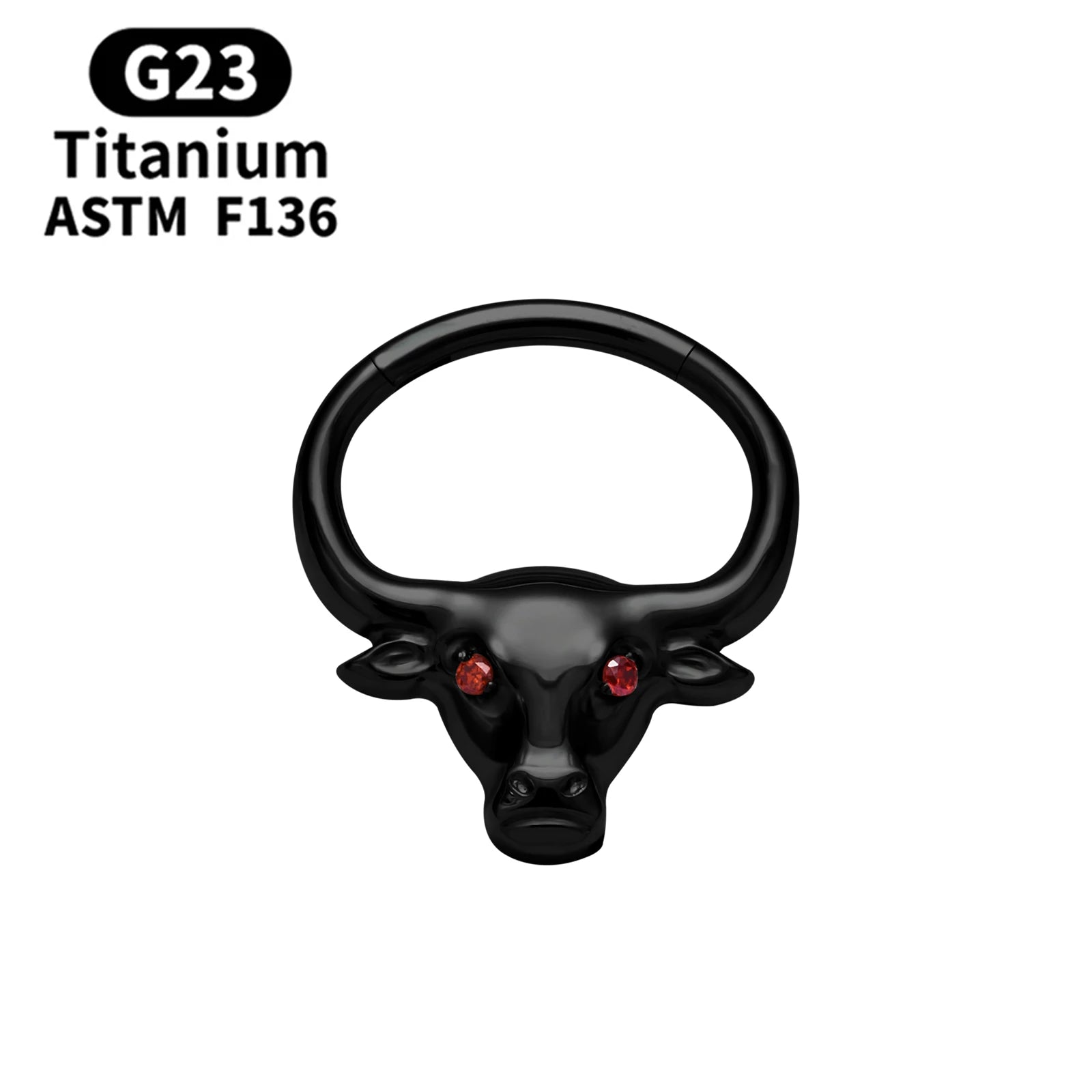 ASTM F136 Titanium 16G Nose Rings Bull Animal Style CZ Septum Clicker Earrings Cartilage Helix Daith Lobe Ear Piercing Jewelry