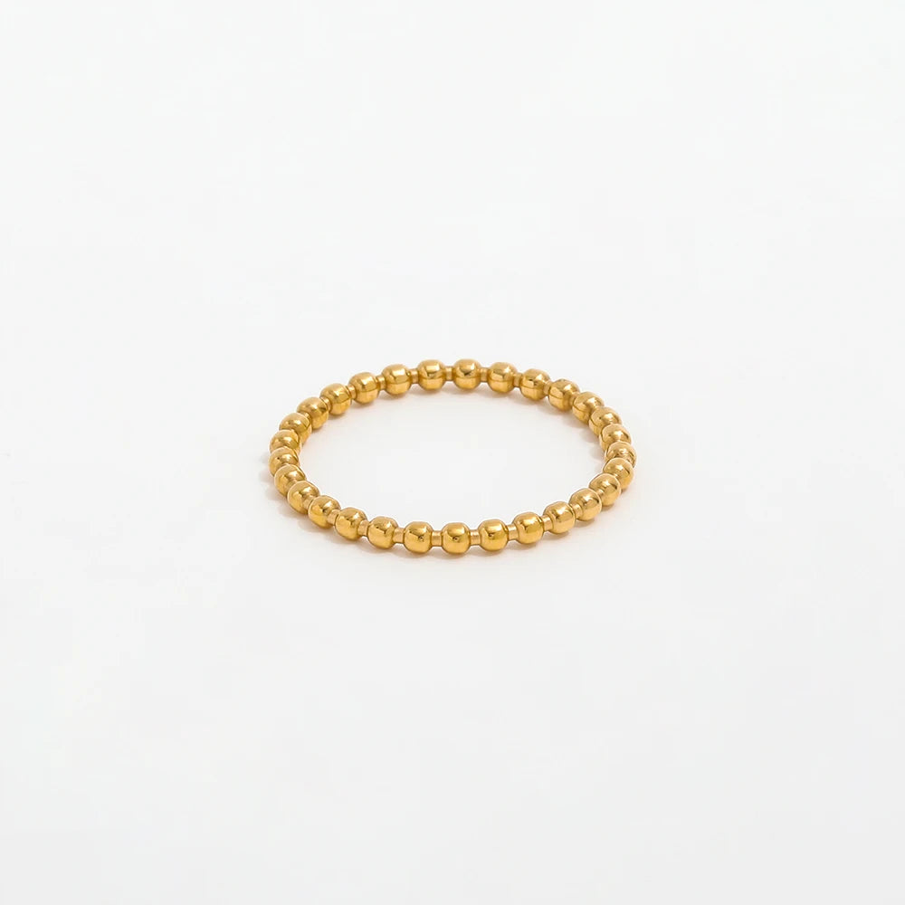 Fenny 18K Gold Plated Wholesale Geometric Versatile Dainty Beaded Pave Stainless Steel Finger Ring Trendy for Women
