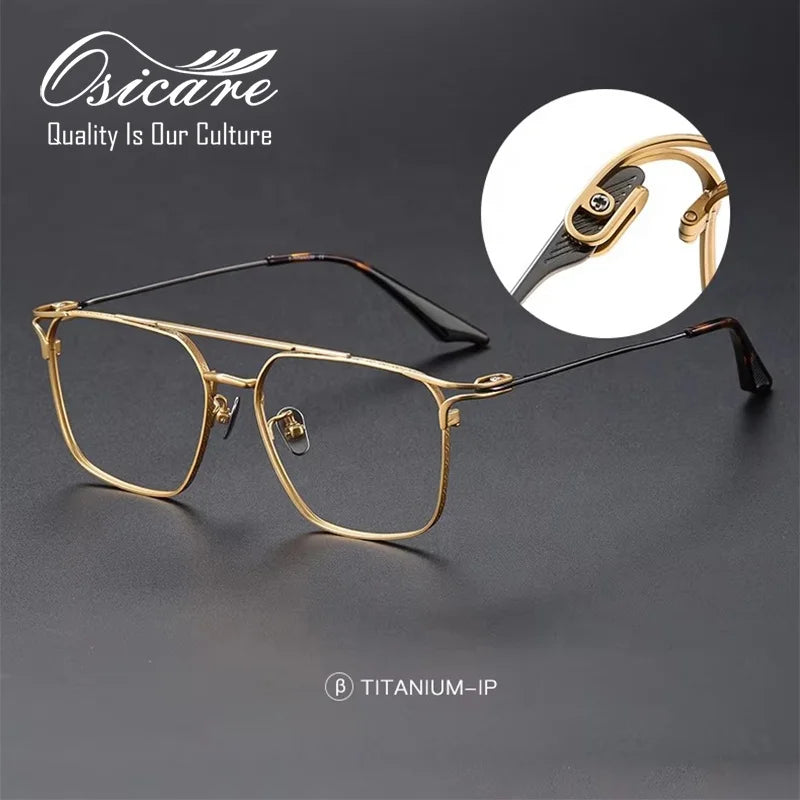 Double Bridge Tiny Titanium Alloy Eyeglasses Frames Good Quality Eyewear Optical Plates Metal Simple Eye Glasses Luxury Brand