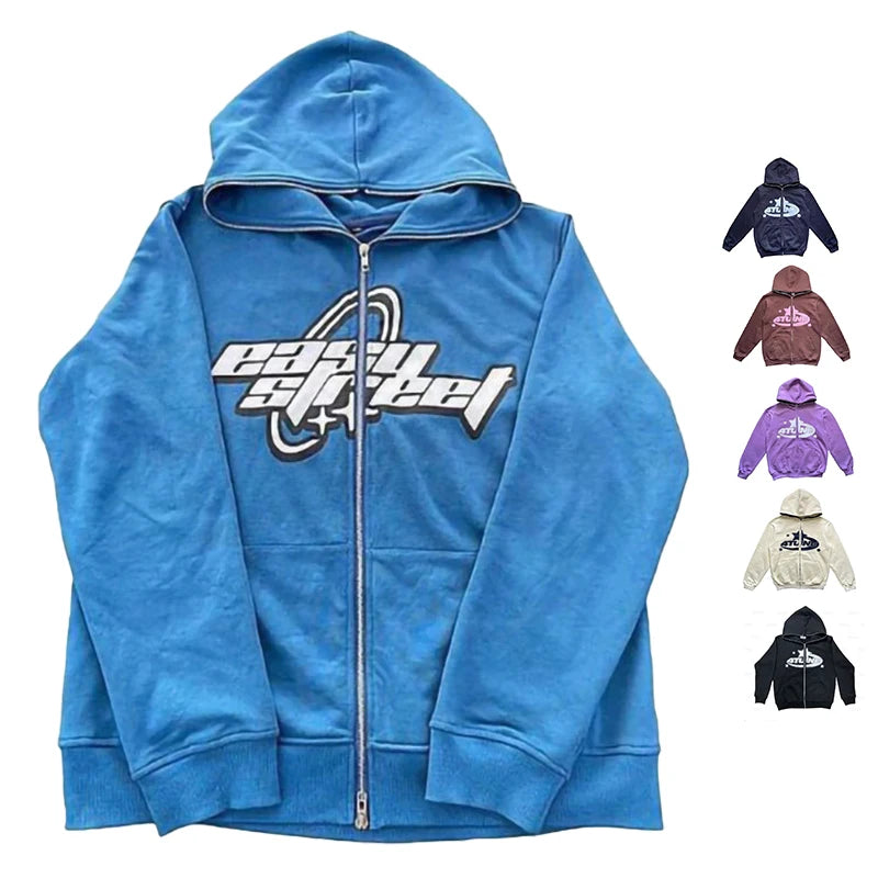 Men' s Hoodies & Sweatshirts Pullover Oversized Full Zip up Hoodie Jacket Custom Full Face Rhinestone Puff Print Hoodies for Men