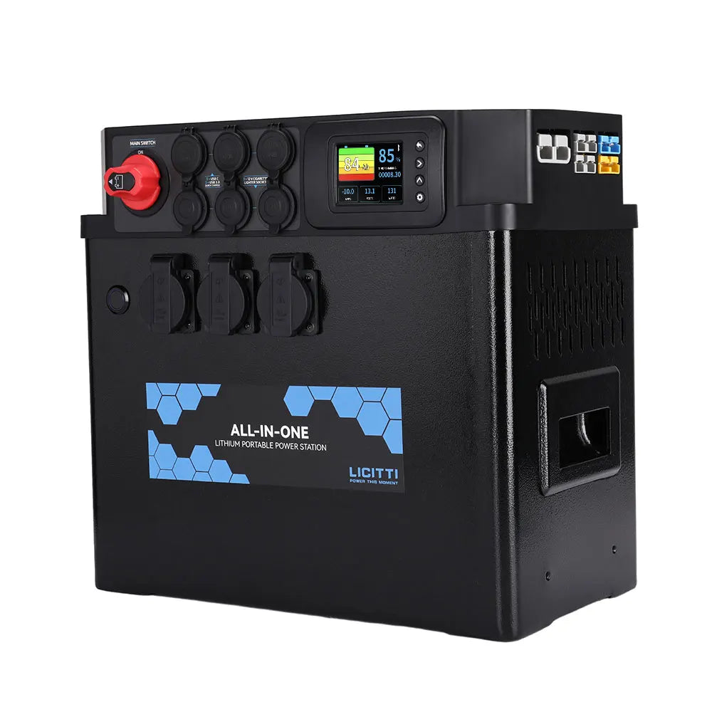 Licitti Portable 3000W Rechargeable LiFePO4 Battery Power Station Solar Panel Car Compatibility MPPT for RV External Battery Use