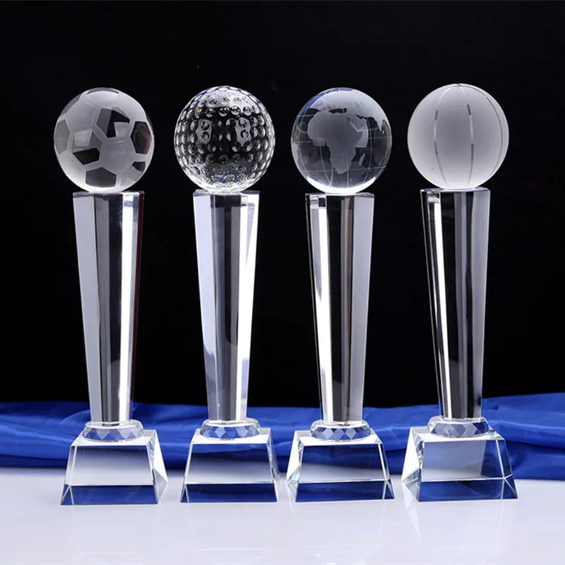 Ball Matches Champion Cups Personalized Crystal Ball Trophy Award Crystal Basketball Trophy for Sports Gift