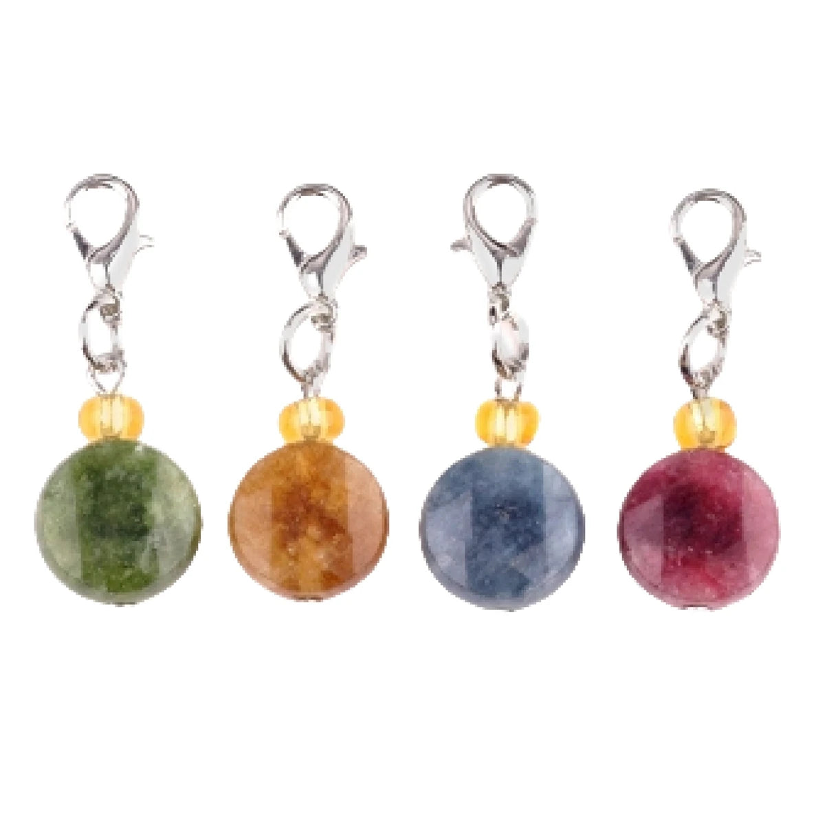 Fashion Cut Surface Color Tourmaline Stone Bead Pendant Metal Keychain Little Bag Keychain Decoration Custom Jewelry Gift