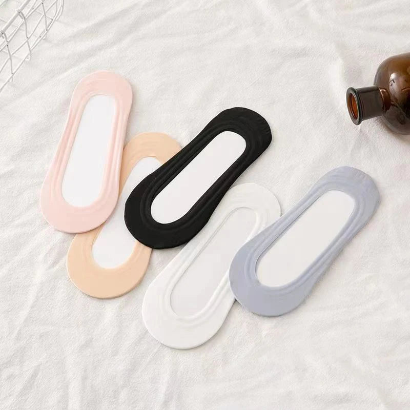 5 Pairs/set Summer Anti Slip Low Cut Invisible No Show Socks Low Cut Non Slip Socks for Women Loafer Socks