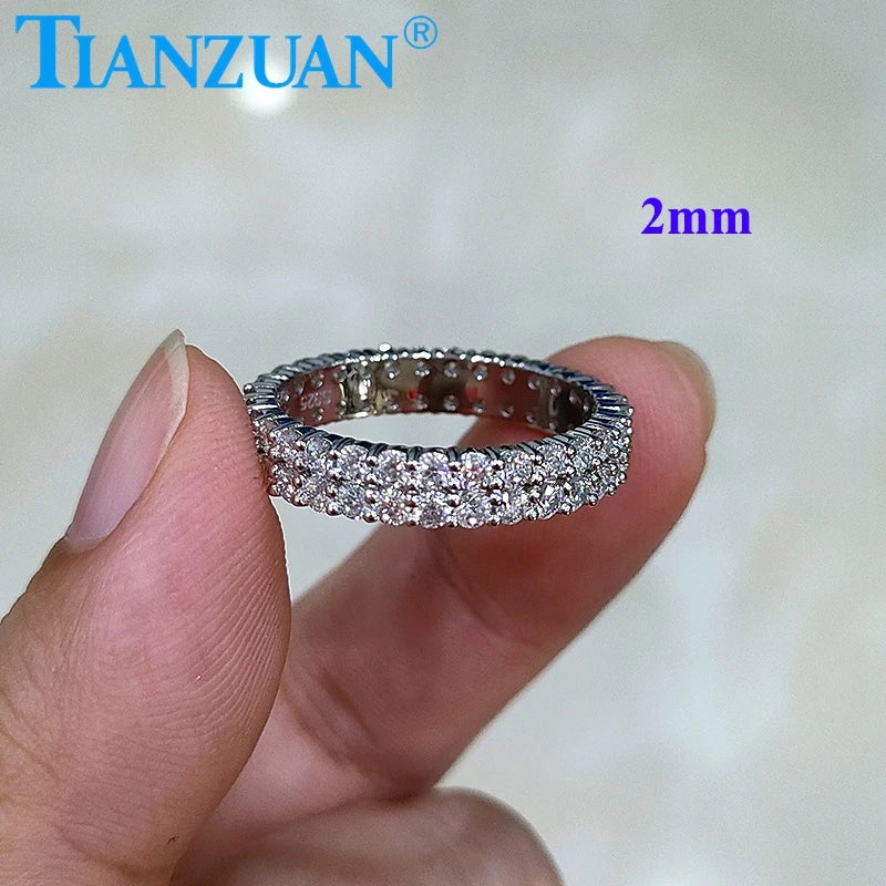 2mm 3mm Round White Moissanite Eternity Band Customizable Specifications Ring 925 Sterling Silver Jewelry Rings Engagement