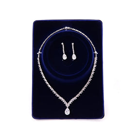 Hot Sales Vintage Brass Women's Bridal Jewelry Set with Zircon Stones for Engagement & Wedding Dress Accessories