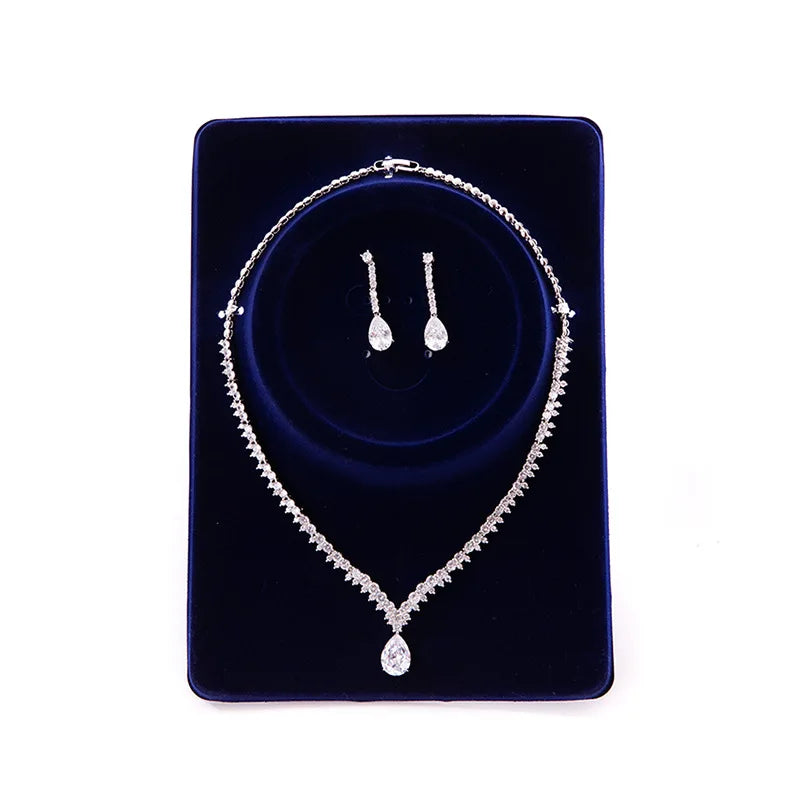 Hot Sales Vintage Brass Women's Bridal Jewelry Set with Zircon Stones for Engagement & Wedding Dress Accessories